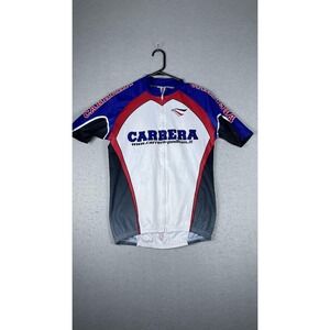 Carrera Cycling Jersey Mens‎ Large Blue White Full Zip Made in Italy Pockets